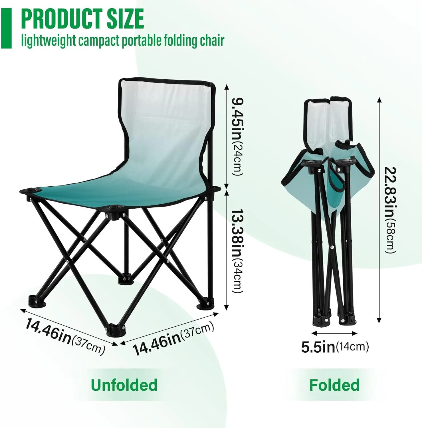 Portable Camping Chairs Dark Green Lightweight Folding Chair for Camping, Beach, Picnic, Travel and Sports with Carry Bag 20807-1