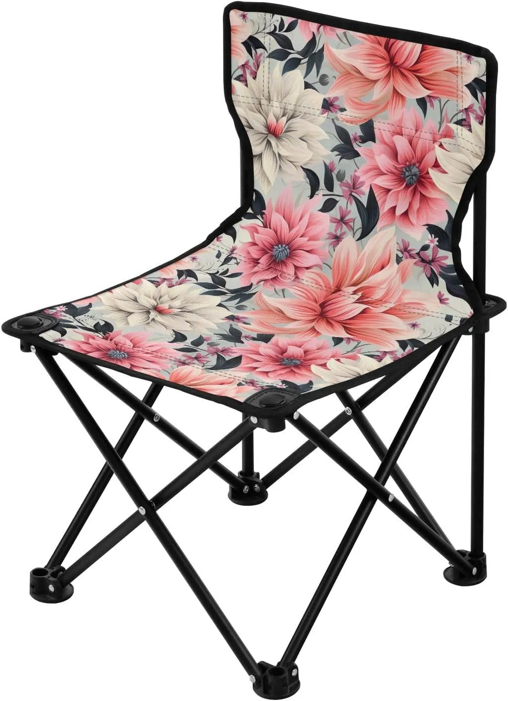 Portable Camping Chairs Flowers Floral Pink Lightweight Folding Chair for Camping, Beach, Picnic, Travel and Sports with Carry Bag 20851516