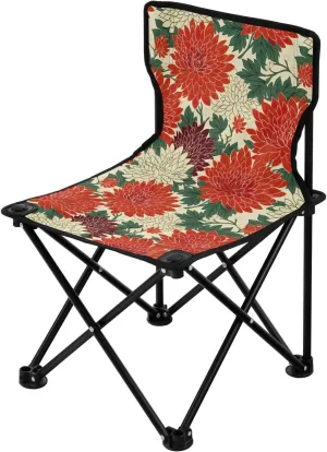 Portable Camping Chairs Flowers Floral Red Lightweight Folding Chair for Camping, Beach, Picnic, Travel and Sports with Carry Bag 20849972