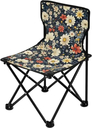 Portable Camping Chairs Flowers Floral Vintage Lightweight Folding Chair for Camping, Beach, Picnic, Travel and Sports with Carry Bag 20851507