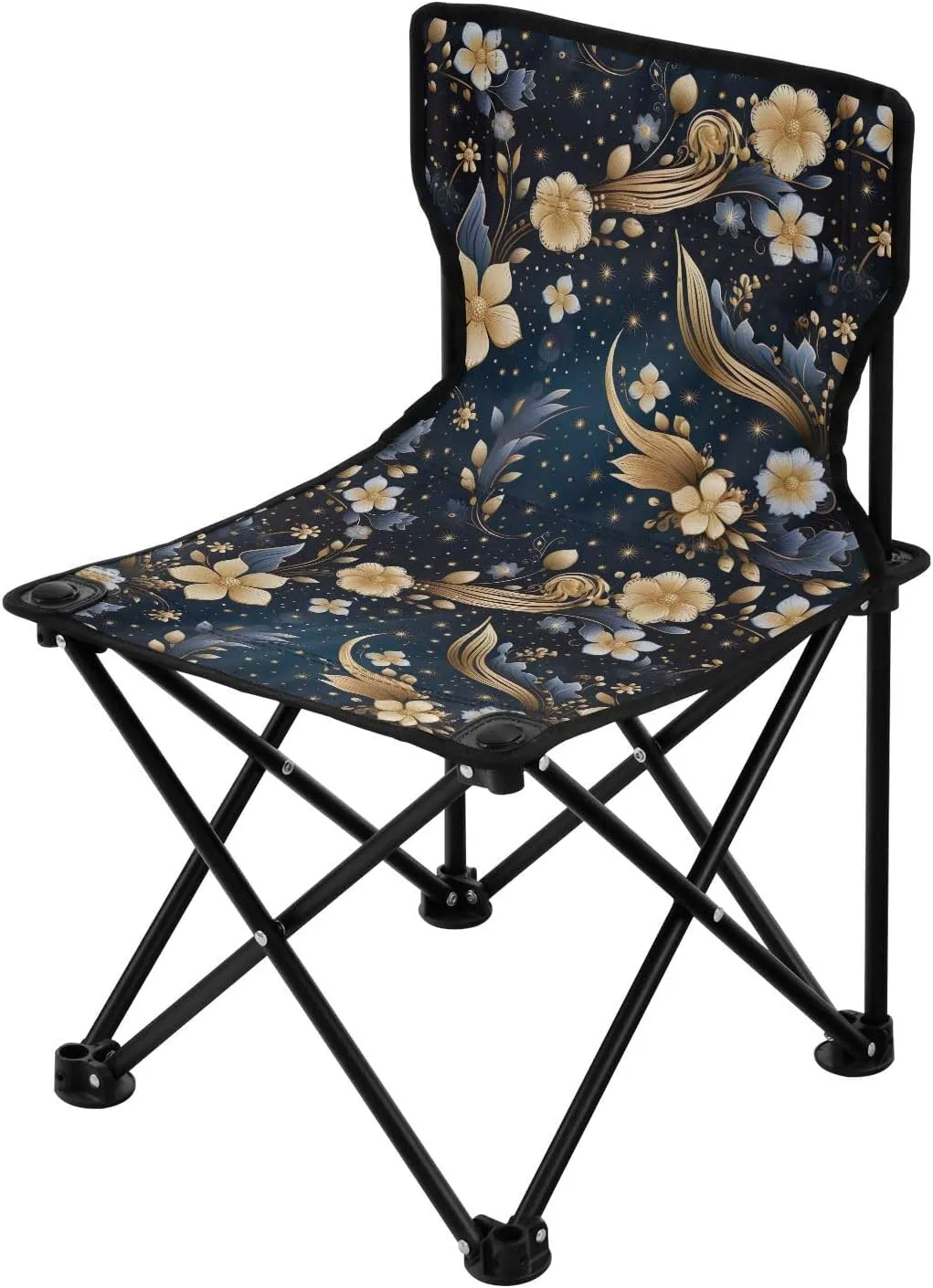 Portable Camping Chairs Gold Flowers Lightweight Folding Chair for Camping, Beach, Picnic, Travel and Sports with Carry Bag 20853607