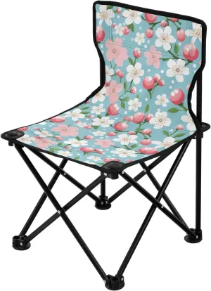 Portable Camping Chairs Pink White Flowers Lightweight Folding Chair for Camping, Beach, Picnic, Travel and Sports with Carry Bag 20857488