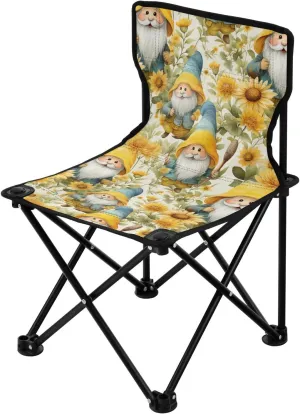Portable Camping Chairs Sunflower Gnome Dwarfs Lightweight Folding Chair for Camping, Beach, Picnic, Travel and Sports with Carry Bag 20857513