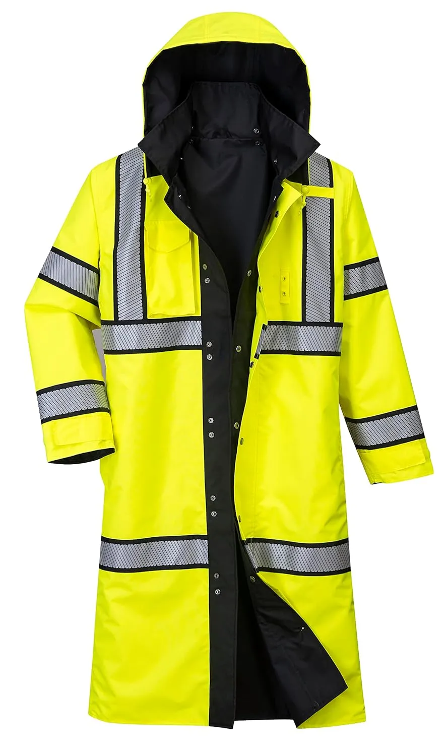 Portwest Hi-Vis Reversible Raincoat - UH447, Yellow/Black, XL