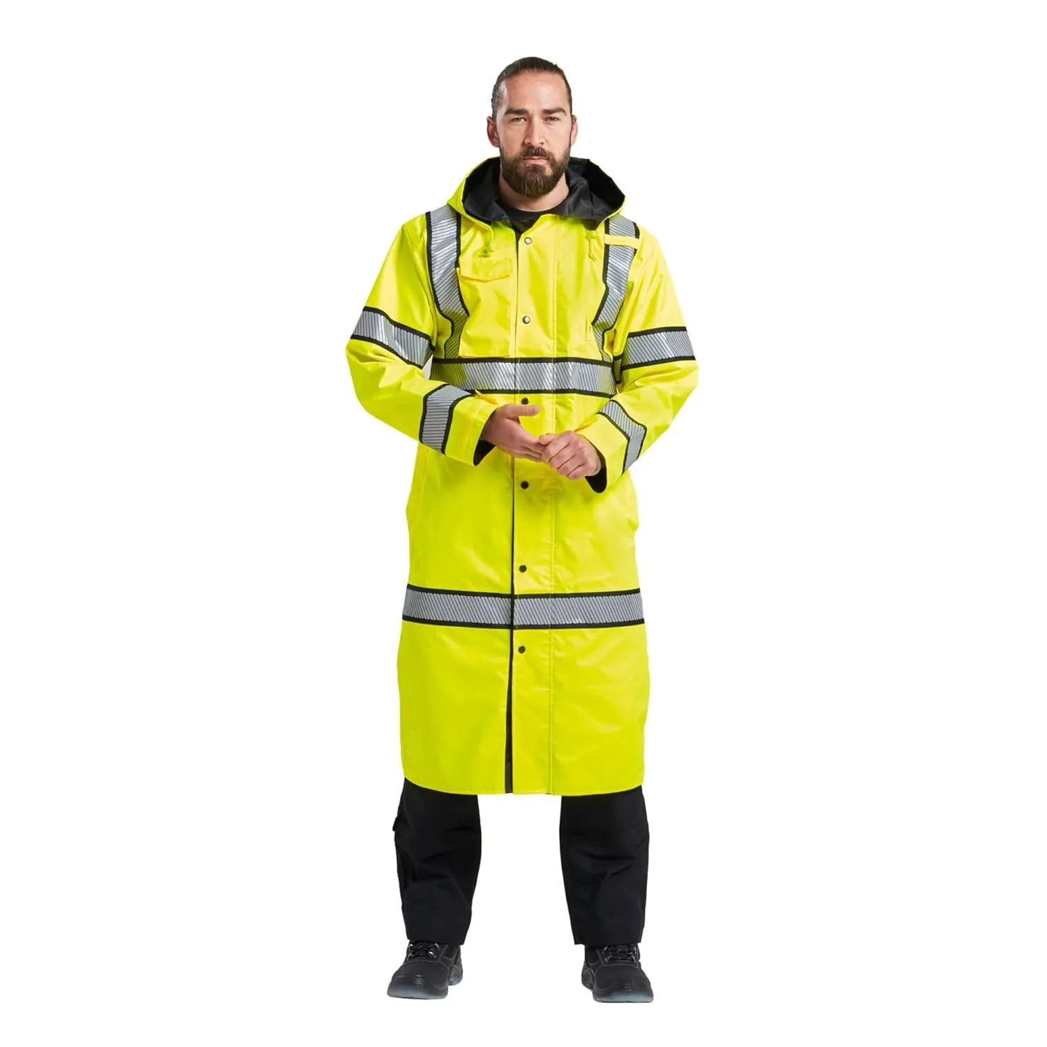 Portwest Hi-Vis Reversible Raincoat - UH447, Yellow/Black, XL