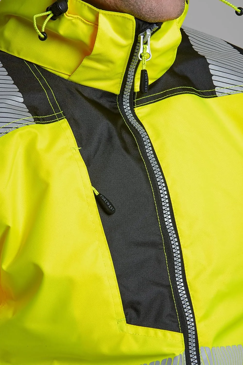 Portwest PW3 Hi-Vis Winter Jacket Work Safety Protective Reflective Waterproof Coat ANSI 3, Small