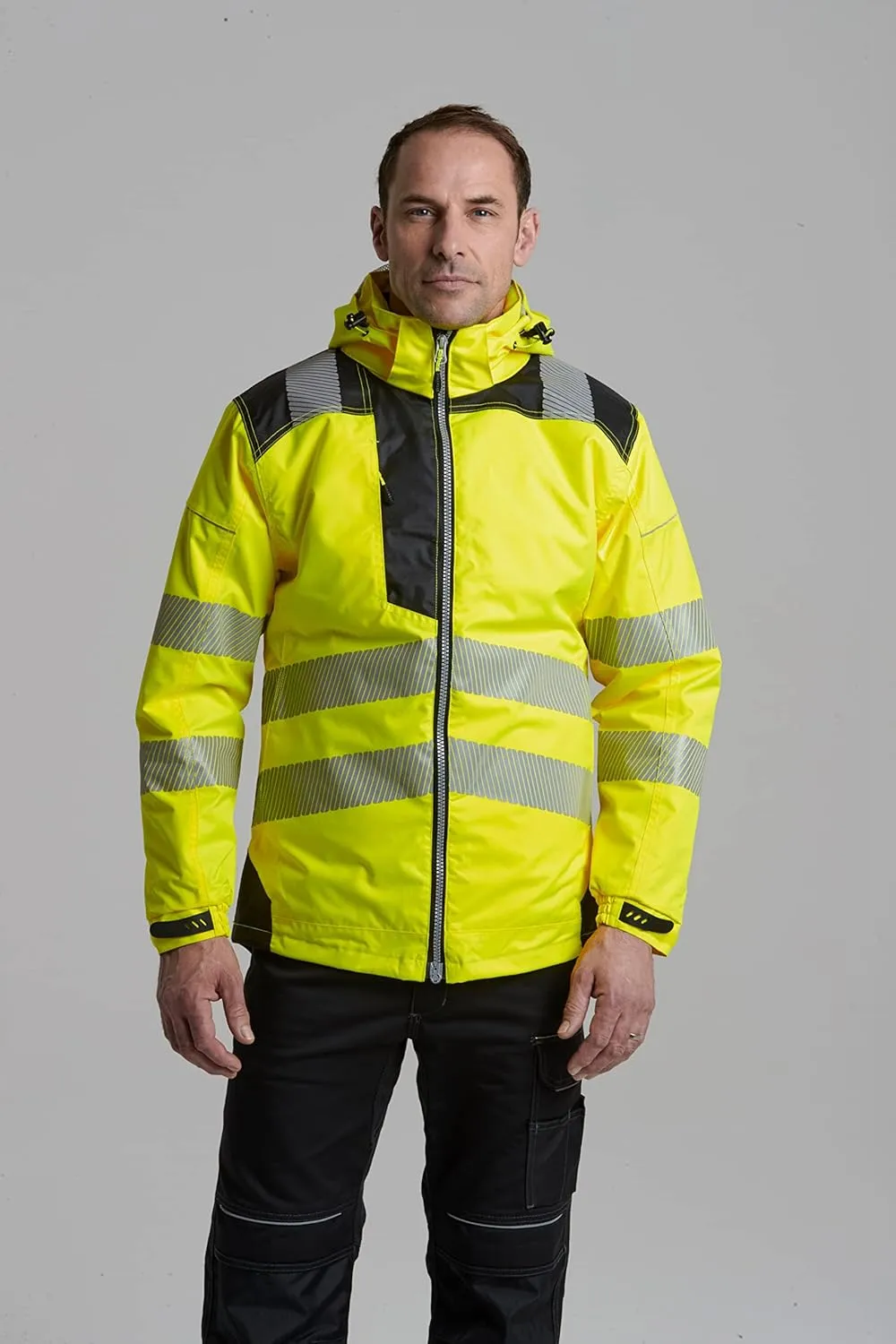 Portwest PW3 Hi-Vis Winter Jacket Work Safety Protective Reflective Waterproof Coat ANSI 3, Small