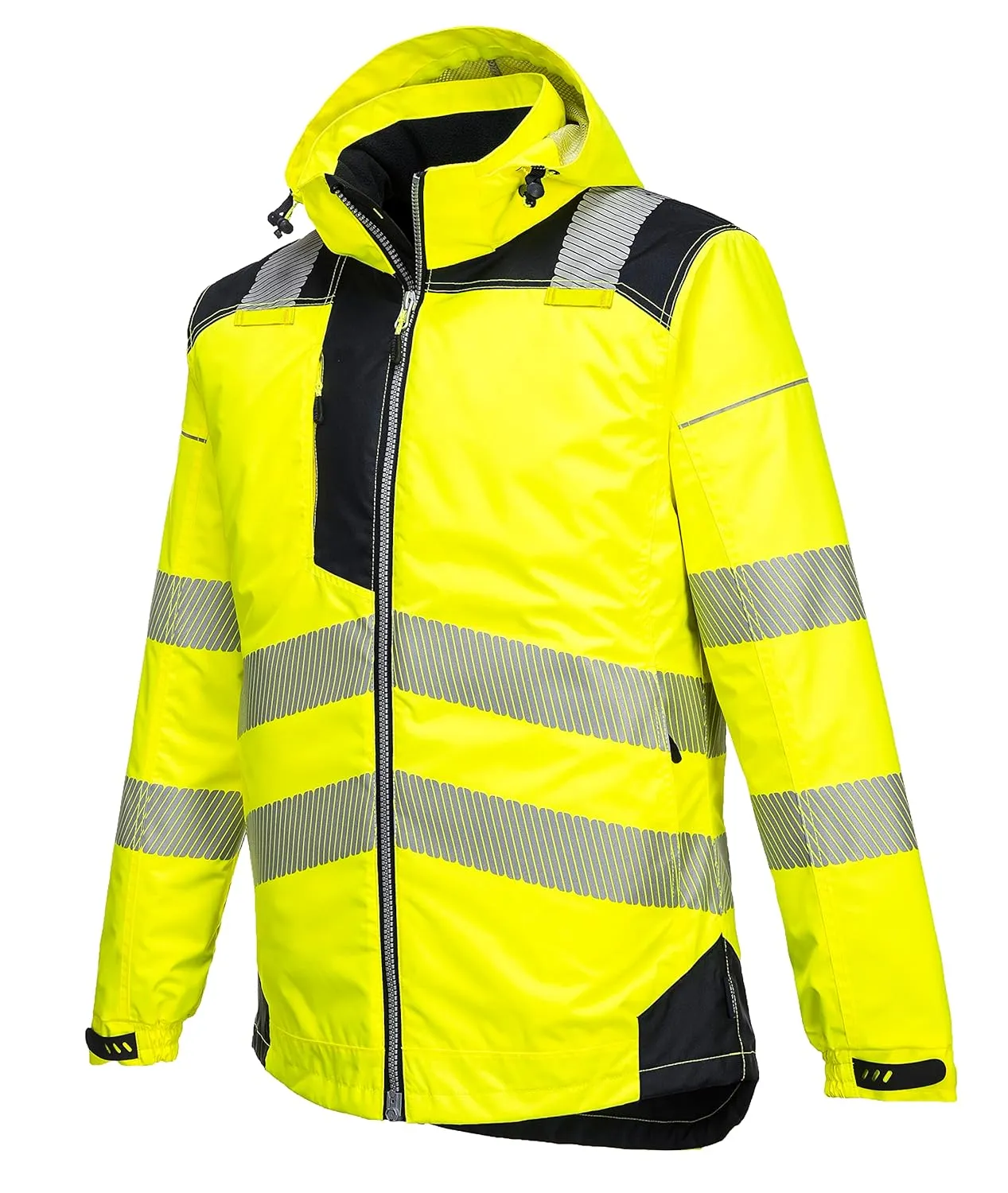 Portwest PW3 Hi-Vis Winter Jacket Work Safety Protective Reflective Waterproof Coat ANSI 3, Small