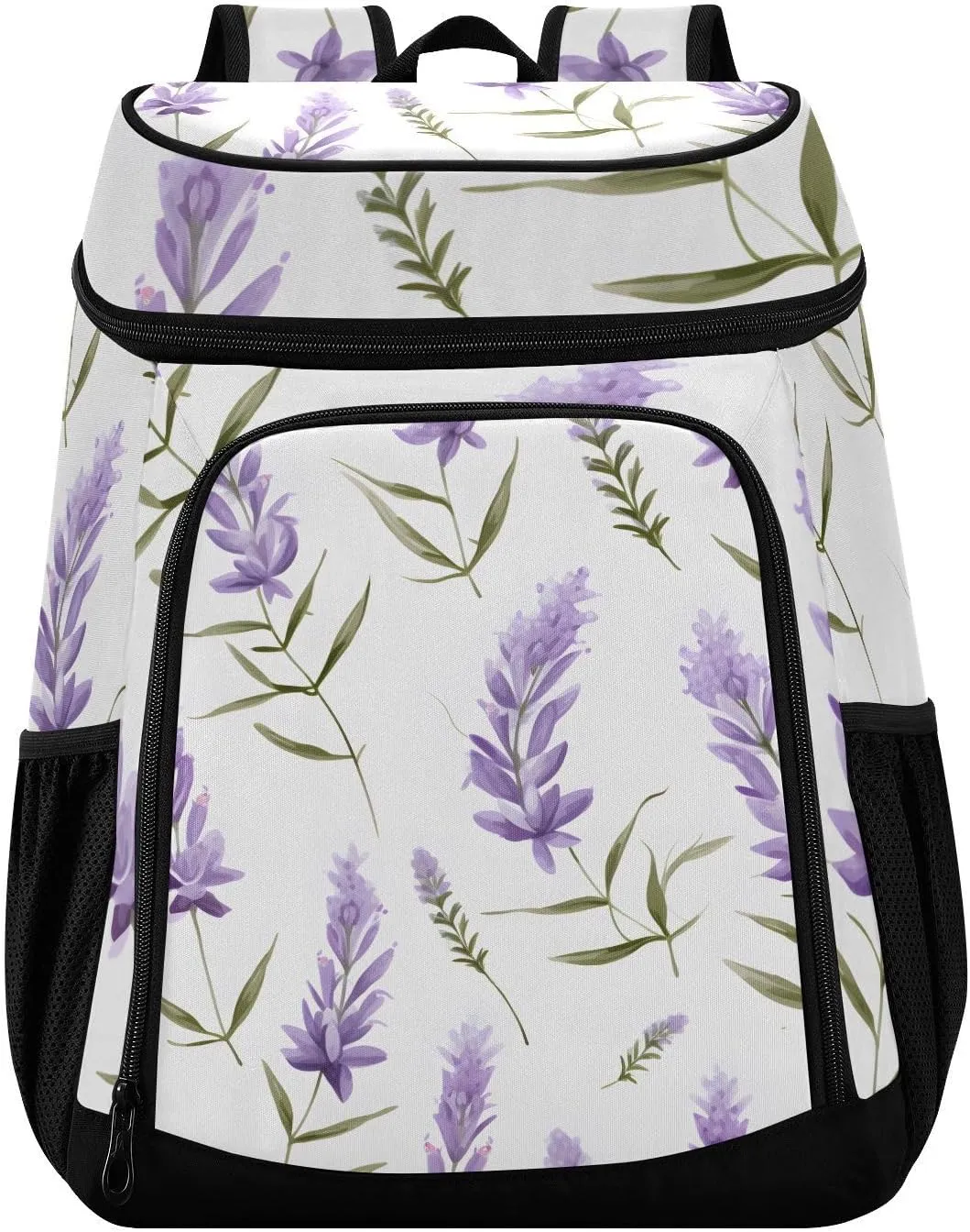Purple Lavender White Cooler Backpack Cooler Insulated Leak Proof Lunch Backpack 36 Cans Waterproof Soft for Men Women Picnic Hiking Camping Beach