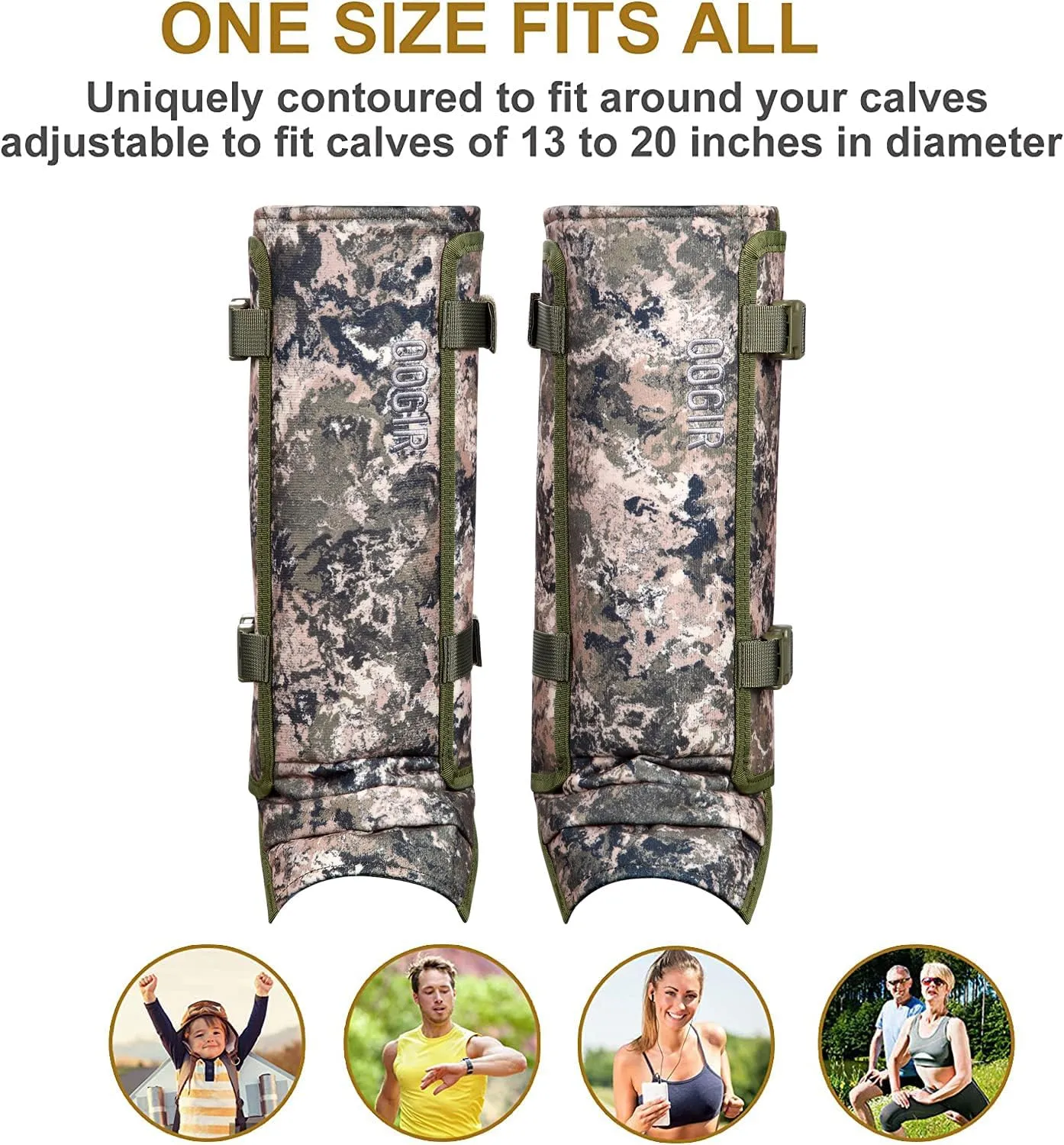 QOGIR Snake Gaiters 3 Pack: Durable Snake Guards for Hunting, Snake Gaiter Leggings for Men & Women, Snake Bite Protection for Lower Legs, Snake Proof Gaiters