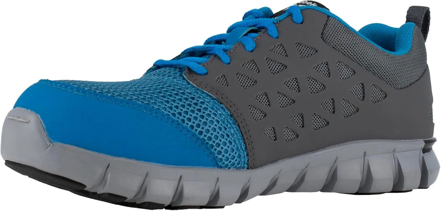 Reebok Work Women's RB044 Sublite Cushion Athletic Work Shoe Blue and Grey Alloy Toe Safety
