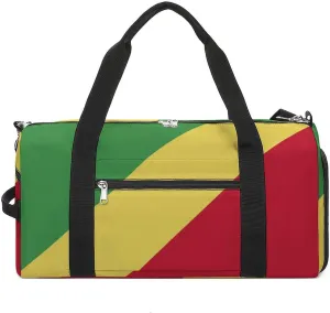 Republic Congo Flag Duffel Bag for Boys Girls with Wet Pocket Shoe Compartment