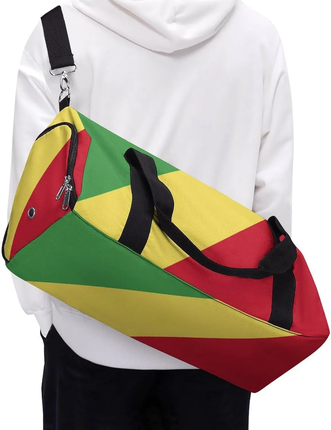 Republic Congo Flag Duffel Bag for Boys Girls with Wet Pocket Shoe Compartment