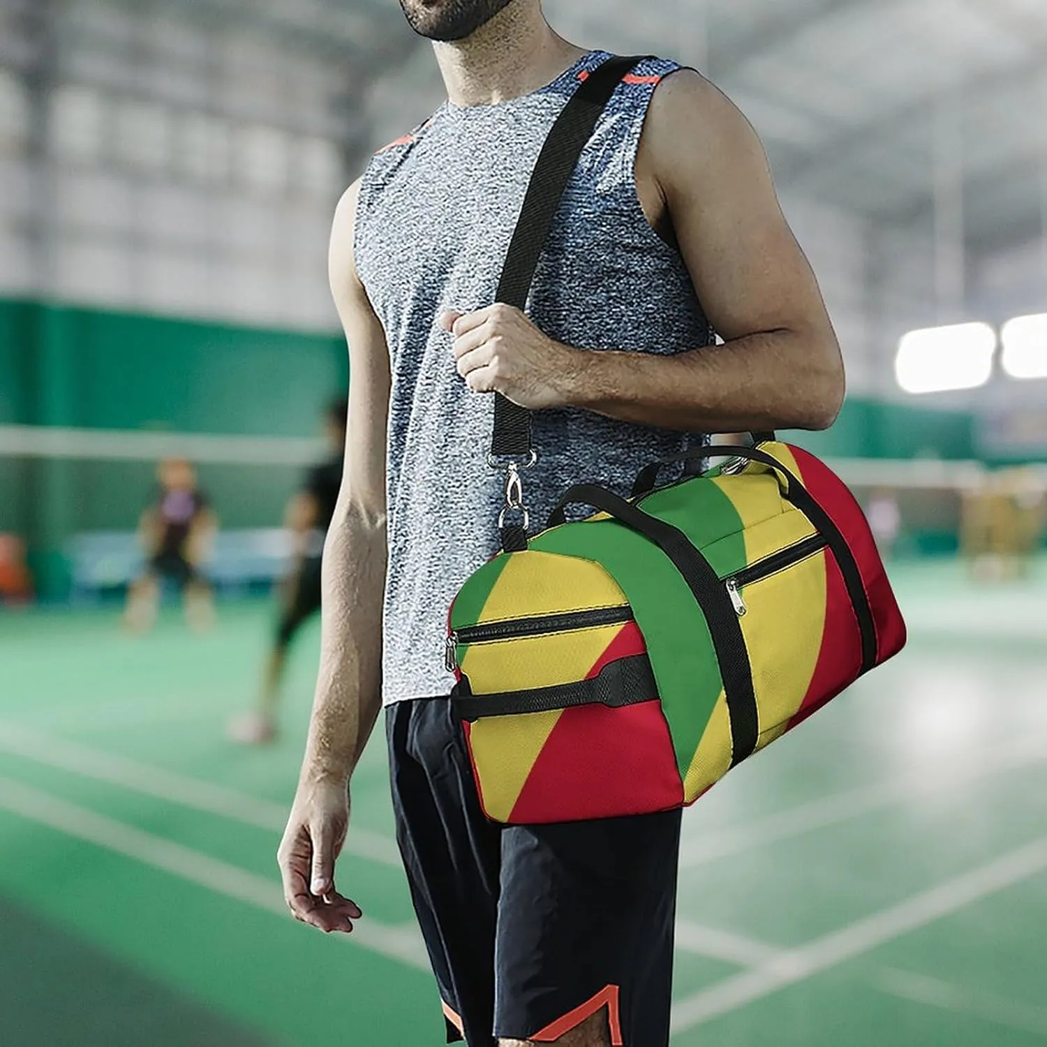 Republic Congo Flag Duffel Bag for Boys Girls with Wet Pocket Shoe Compartment
