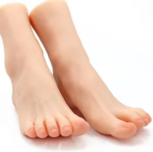 Resafy Soft Silicone Lifesize Female Mannequin Feet Odorless 1:1 Realistic Foot Model Display Shoes Jewerly Sandal Shoe Sock Display Art Sketch Without Nail