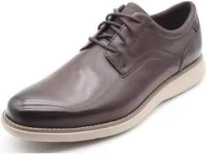 Rockport Men's Garett Plain Toe Oxford, Dark Brown, 8