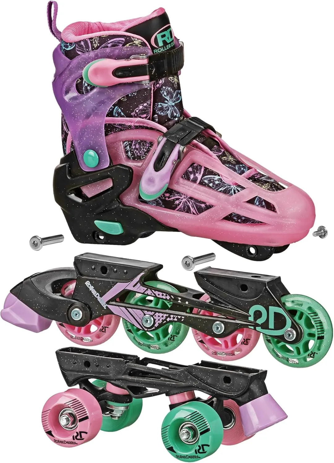 Roller Derby Falcon 2-in-1 Combo Quad and Inline Skates for Kids, Adjustable Sizing