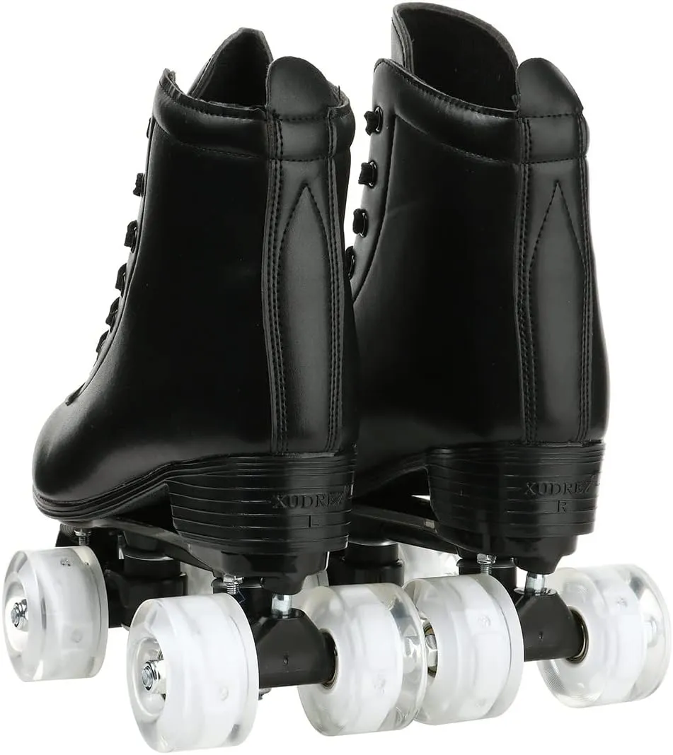 Roller Skates, Double Row Skates Adjustable Leather High-top Roller Skates Perfect Indoor Outdoor Adult Roller Skates with Bag