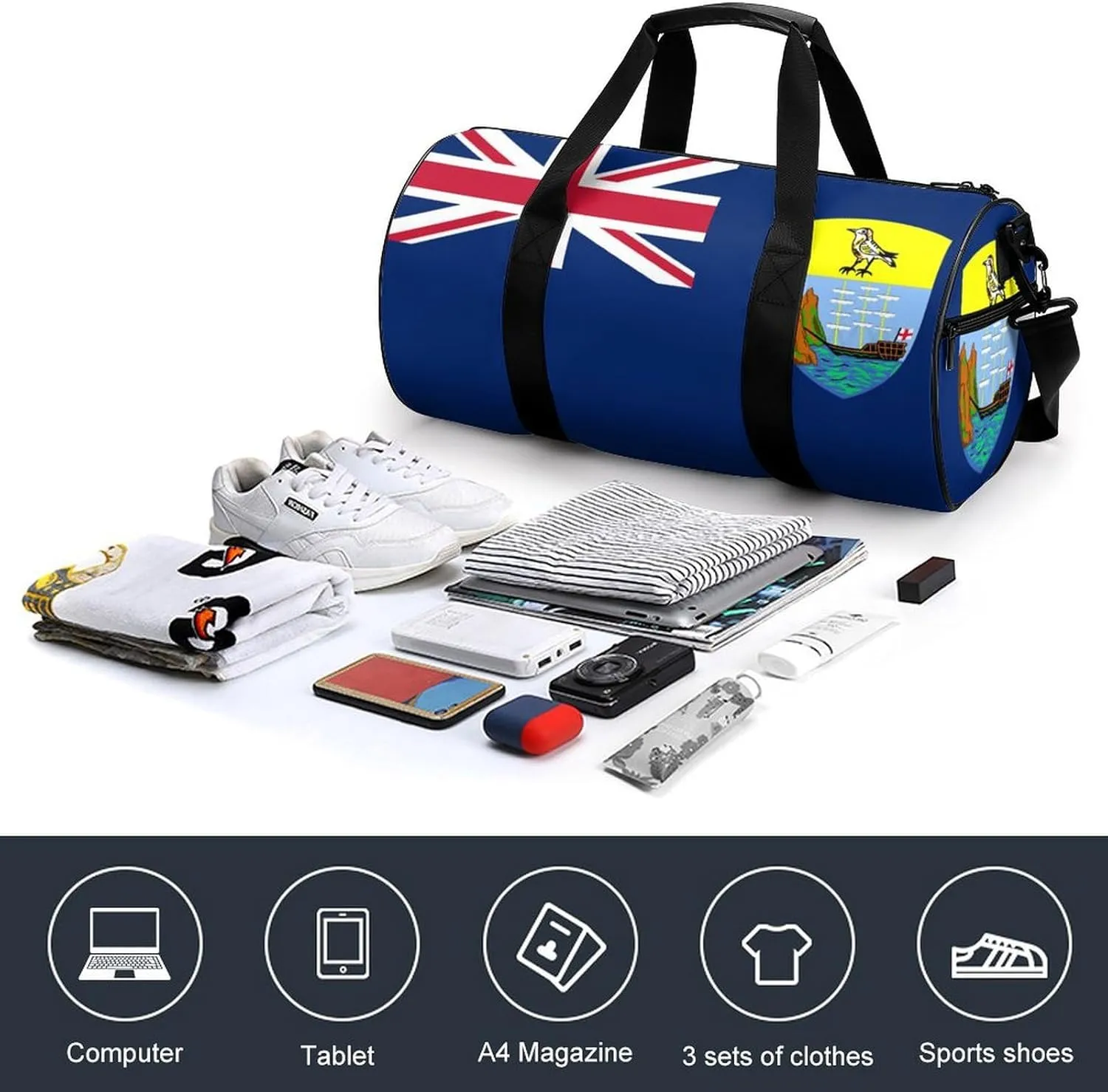 Saint Helena Flag Large Capacity Gym Bag for Men Women with Wet Pocket Sports Travel Tote