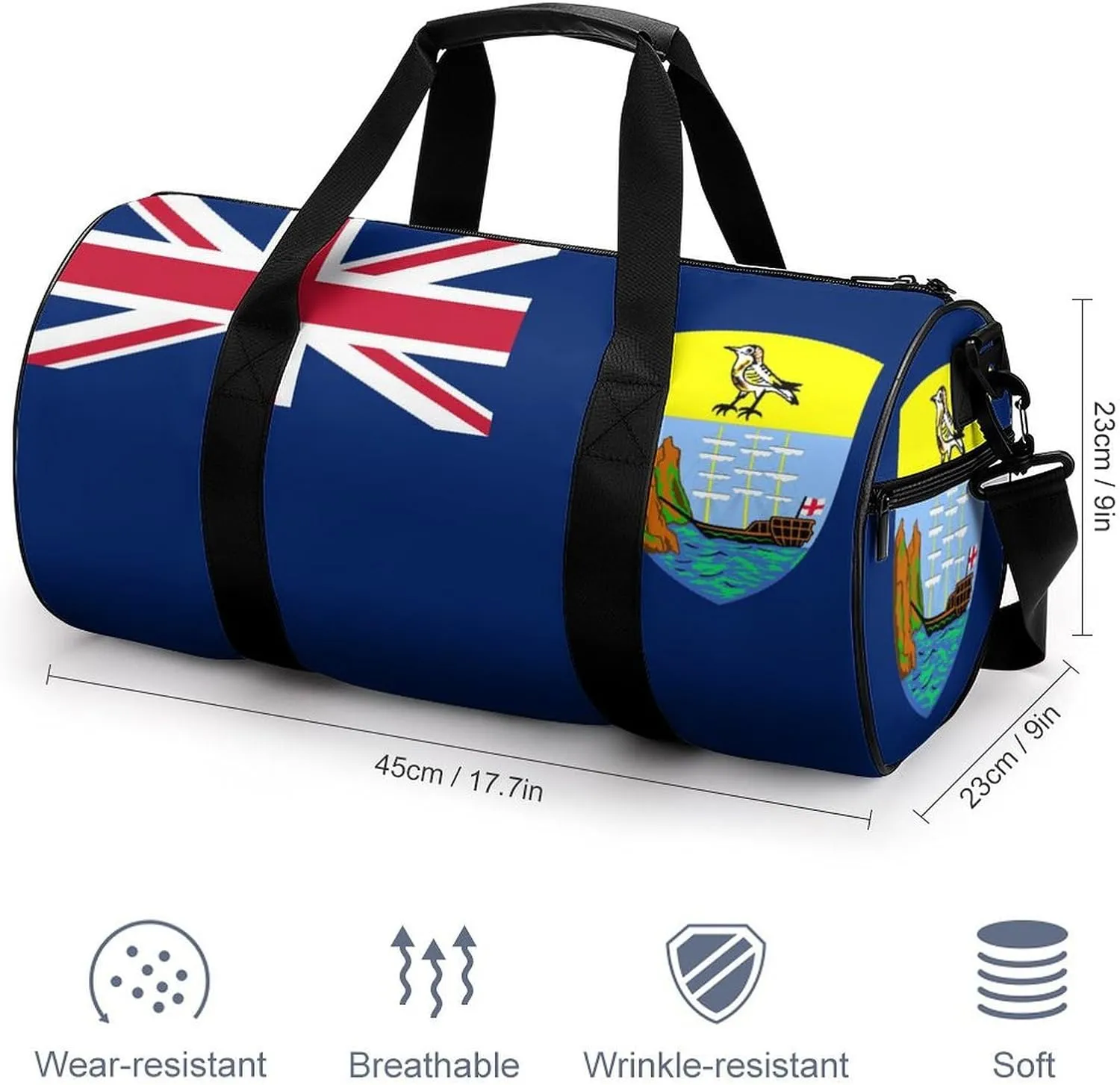 Saint Helena Flag Large Capacity Gym Bag for Men Women with Wet Pocket Sports Travel Tote