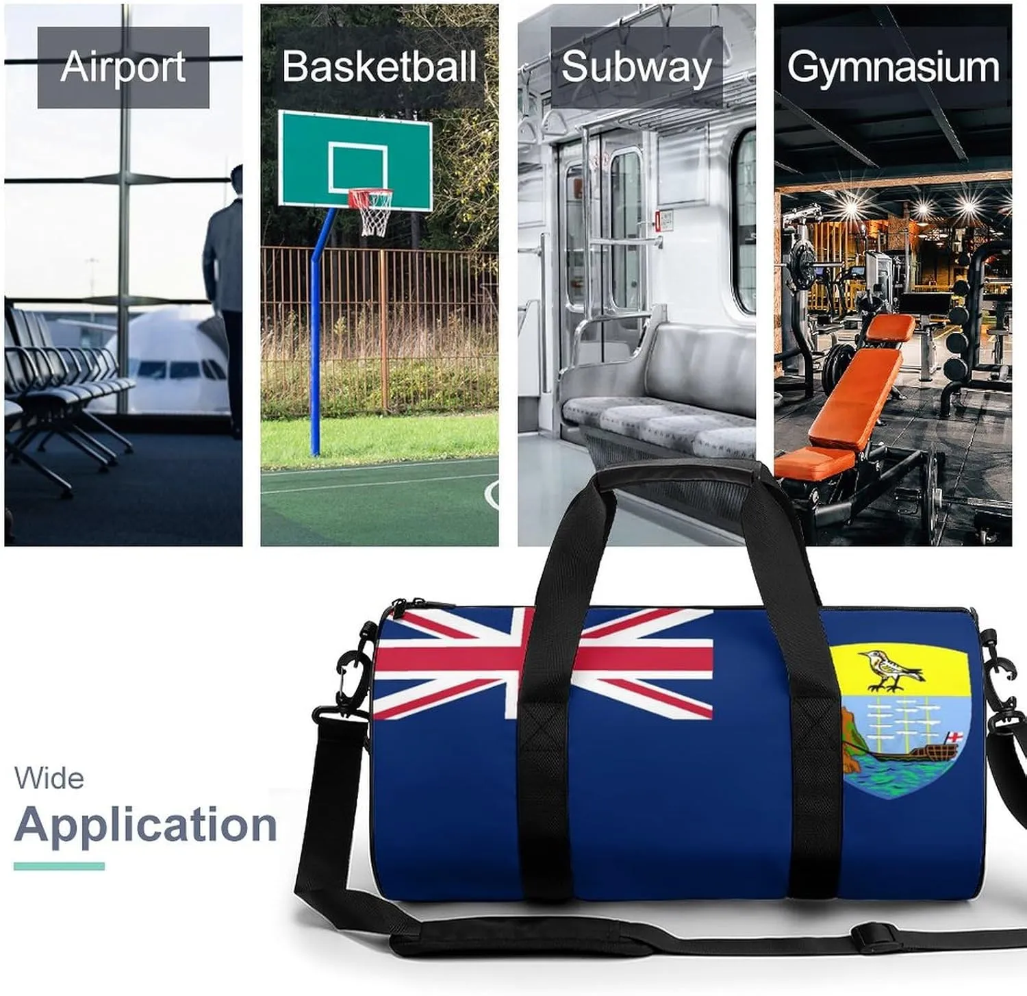 Saint Helena Flag Large Capacity Gym Bag for Men Women with Wet Pocket Sports Travel Tote