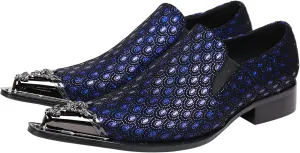 Santimon Mens Loafers Pointed Toe Sparkling Leather Fashion Casual Metal Tip Western Dress Shoes