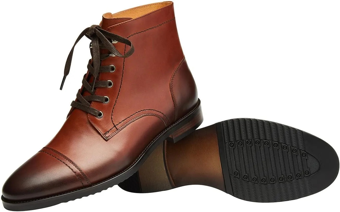 Santimon Men's Oxfords Formal Dress Boots For Men Business Casual Leather Ankle Boots