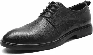 Shoes Dress Oxford for Men Lace Up Plaid Derby Shoes Round Toe Leather Low Top Block Heel Non Slip Resistant Party (Color : Black, Size : 10.5)