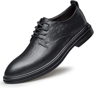 Single Season Formal Shoes Dress Oxford for Men Lace Up Round Toe Plaid Embossed Derby Shoes Anti-Slip Low Top Non Slip Prom Very Popular Among Young People (Color : Black, Size : 8.5)