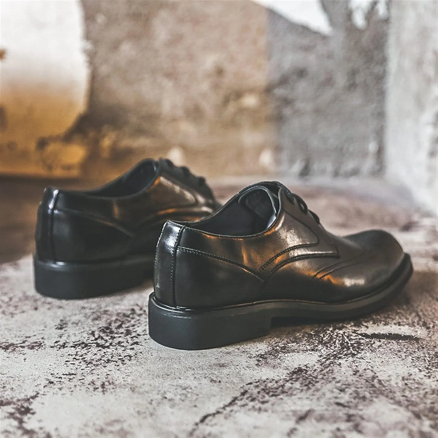 Single Season Shoes Dress Oxford for Men Lace Up Brogue Embossed Wing Tip Derby Shoes Vegan Leather Anti-Slip Low Top Non Slip Prom Very Popular Among Young People