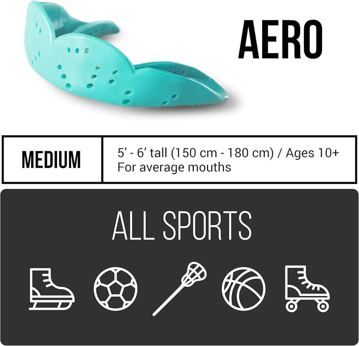 SISU Aero Medium Mouthguard, Electric Blue - 1.6mm Thin - Custom-Molded Fit - Slim Design - Remoldable Up to 20 Times - for Team Sports - Non Toxic