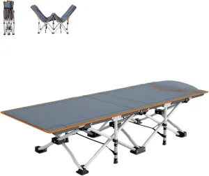 Small Camping Cot, Folding Cot with Foam-Filled Pillow, 63''x 22.6''Compact Cot Bed, Indoor Outdoor Portable Sleeping Bed