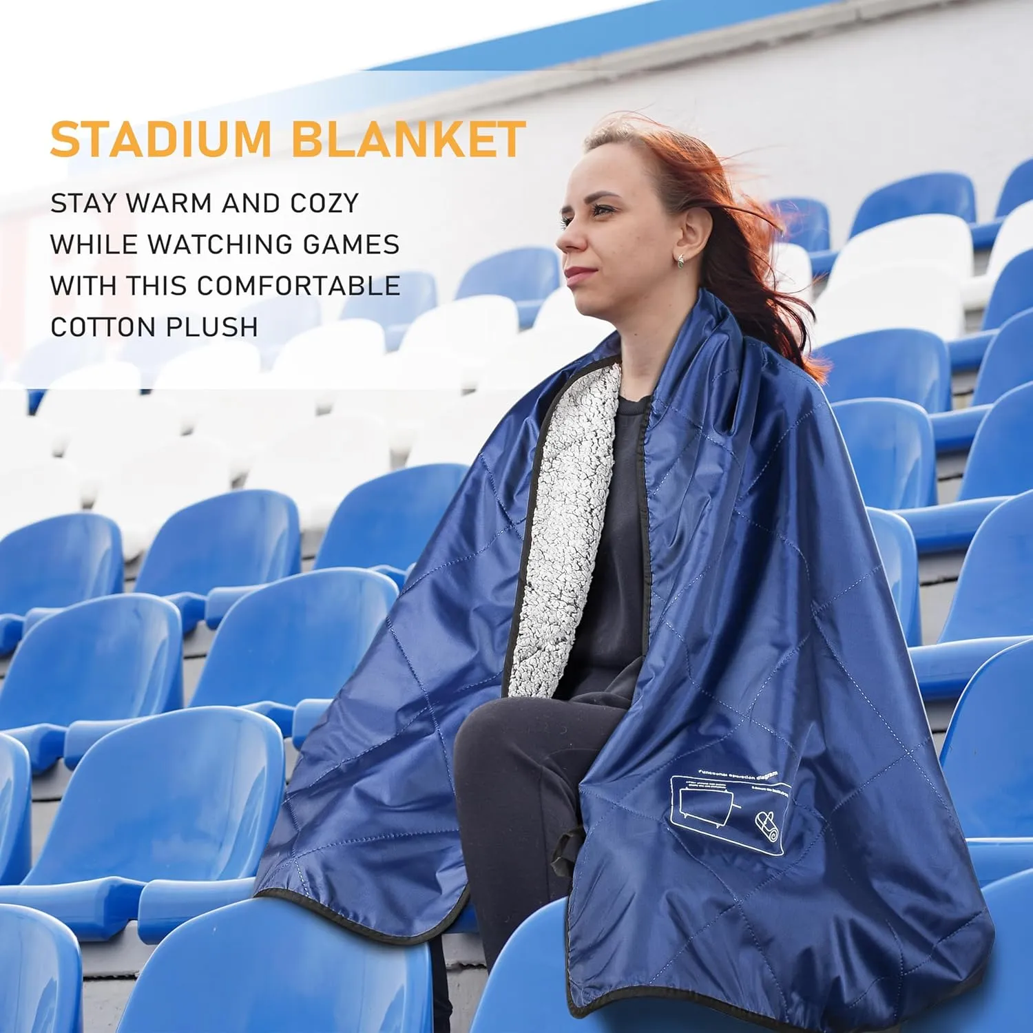 Solaris Waterproof Sherpa Outdoor Blanket, 60” x 80” Insulated Oxford, Packable for Stadium Camping & Cold Weather, Ideal for Soccer Moms, Pets, Picnics, Concerts