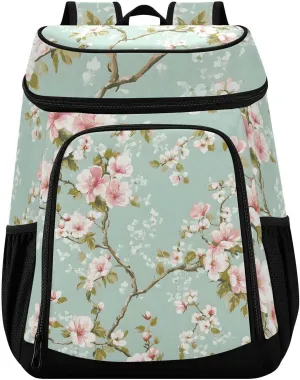 Spring Cherry Blossom Flowers Cooler Backpack Cooler Insulated Leak Proof Lunch Backpack 36 Cans Waterproof Soft for Men Women Picnic Hiking Camping Beach