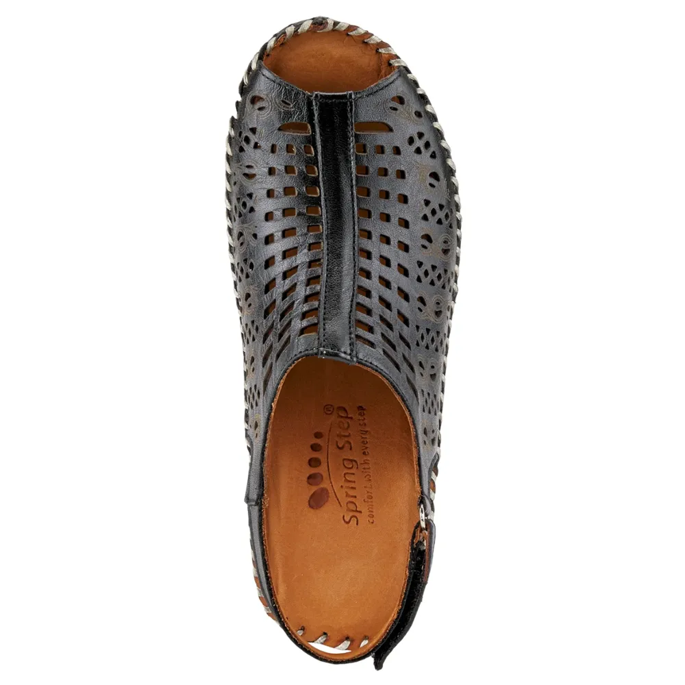 Spring Step Bohemianish Sandal Black Leather (Women's)