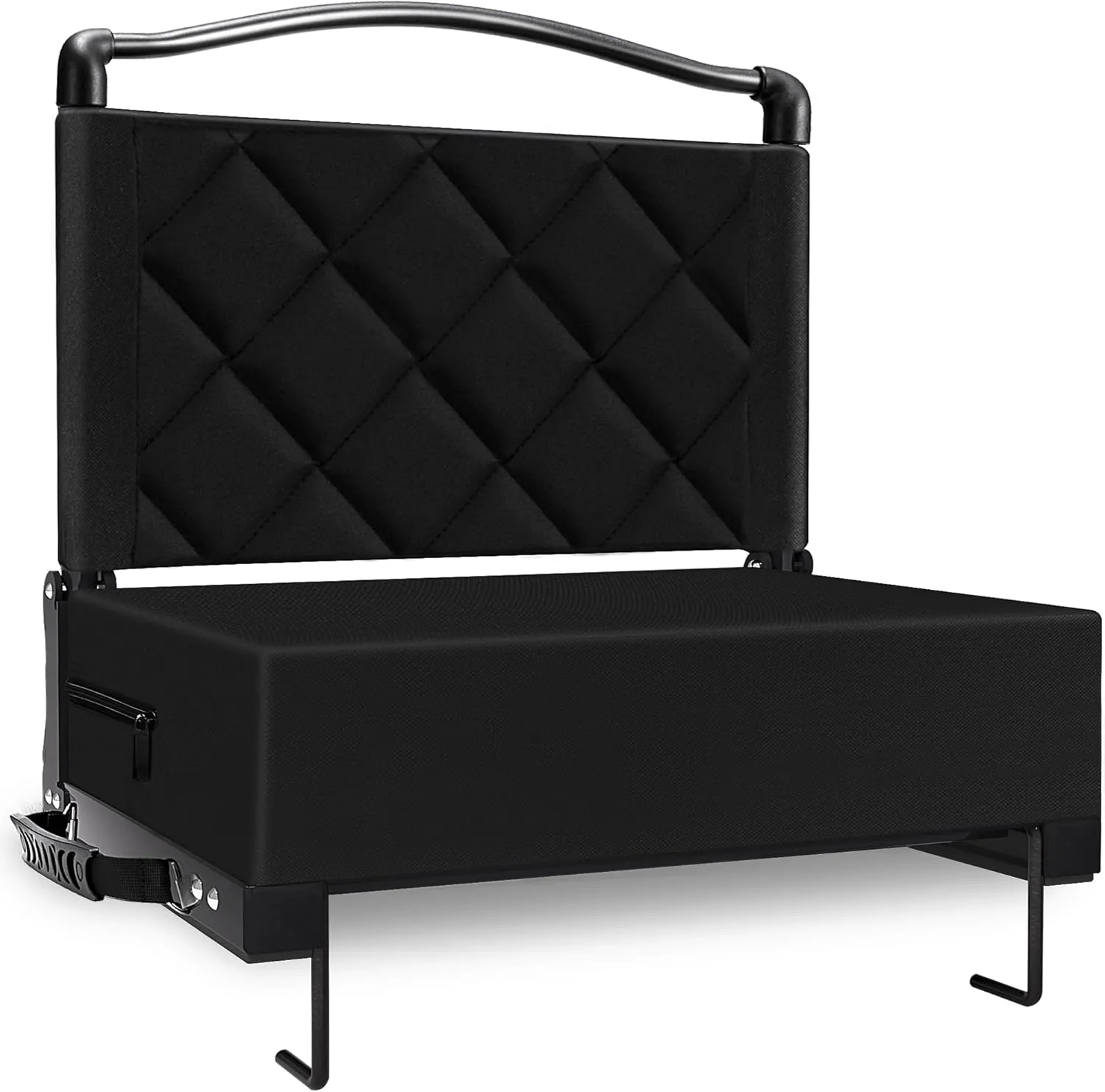 Stadium Seats with Back Support Cushion, Folding Stadium Seats for Bleachers Hold up 400lbs, Wide Bleacher Seat with Shoulder Strap & Handle Comfort for Sports Events (Black, 1pcs)