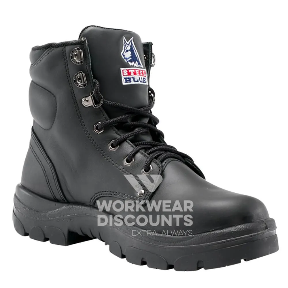 Steel Blue Argyle Lace Up Safety Boots Black