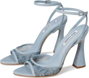Steve Madden Women's Beki Heeled Sandal, Light Blue Mesh, 9