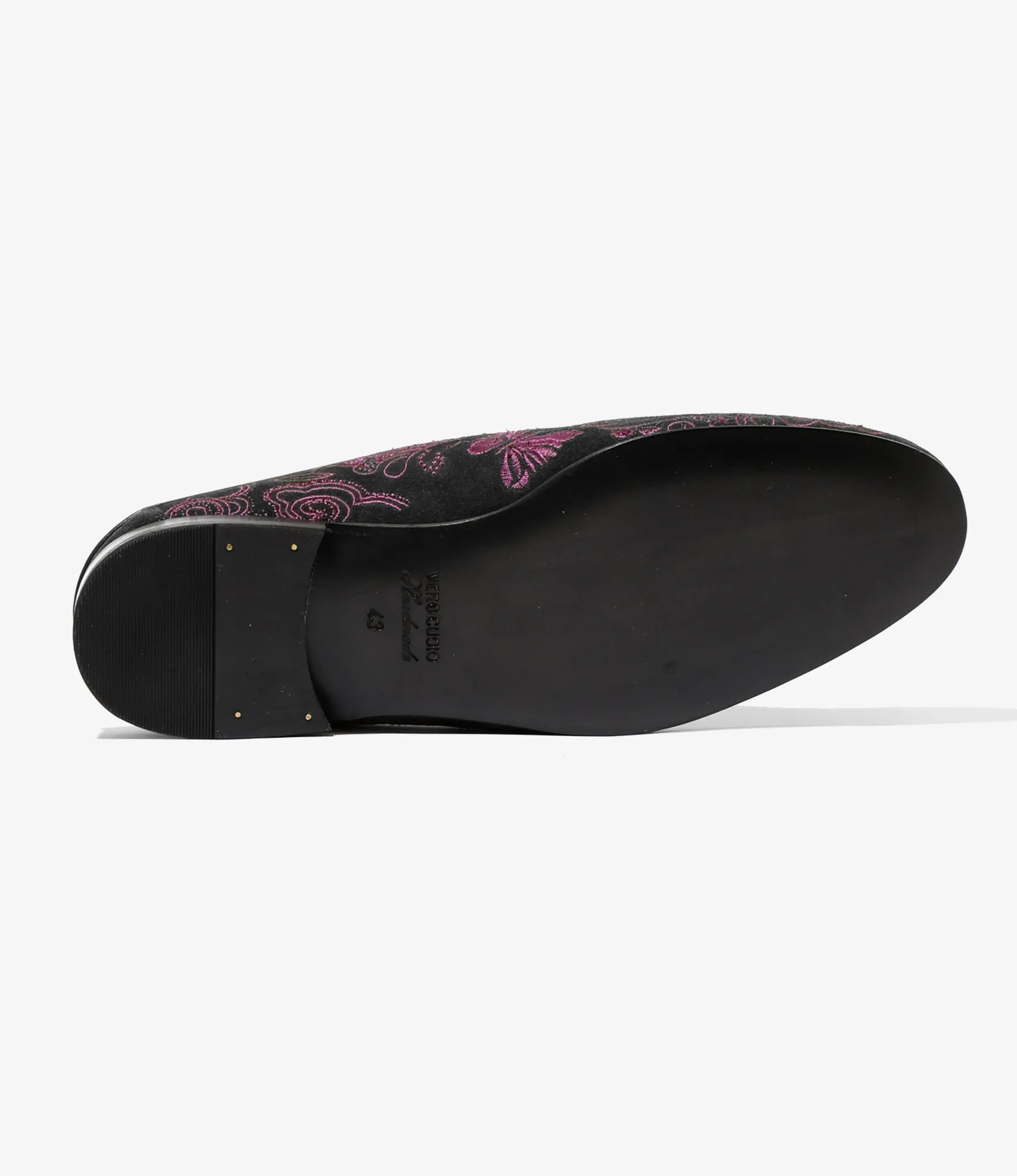 Suede Mule - Papillon Embroidery
