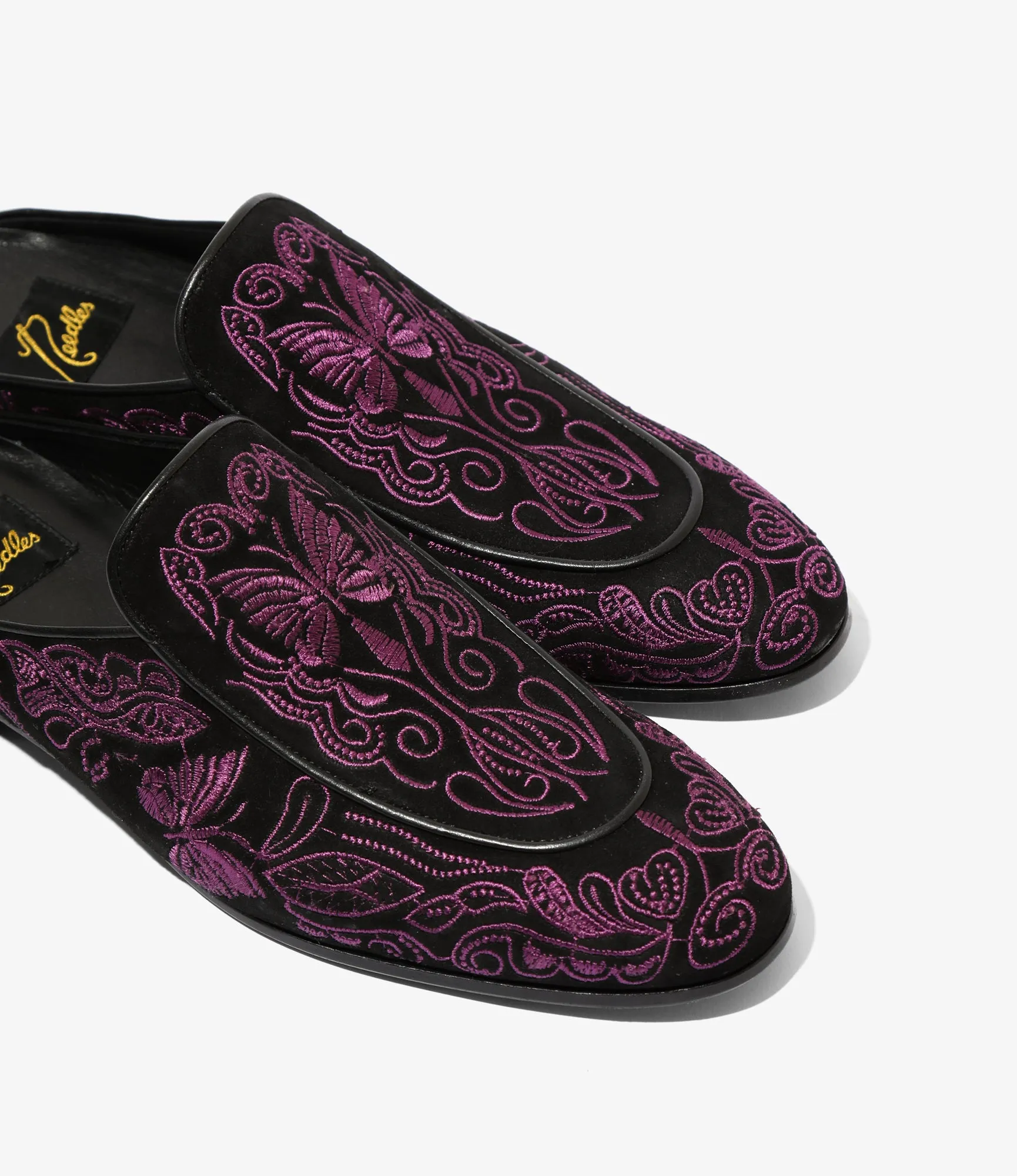 Suede Mule - Papillon Embroidery