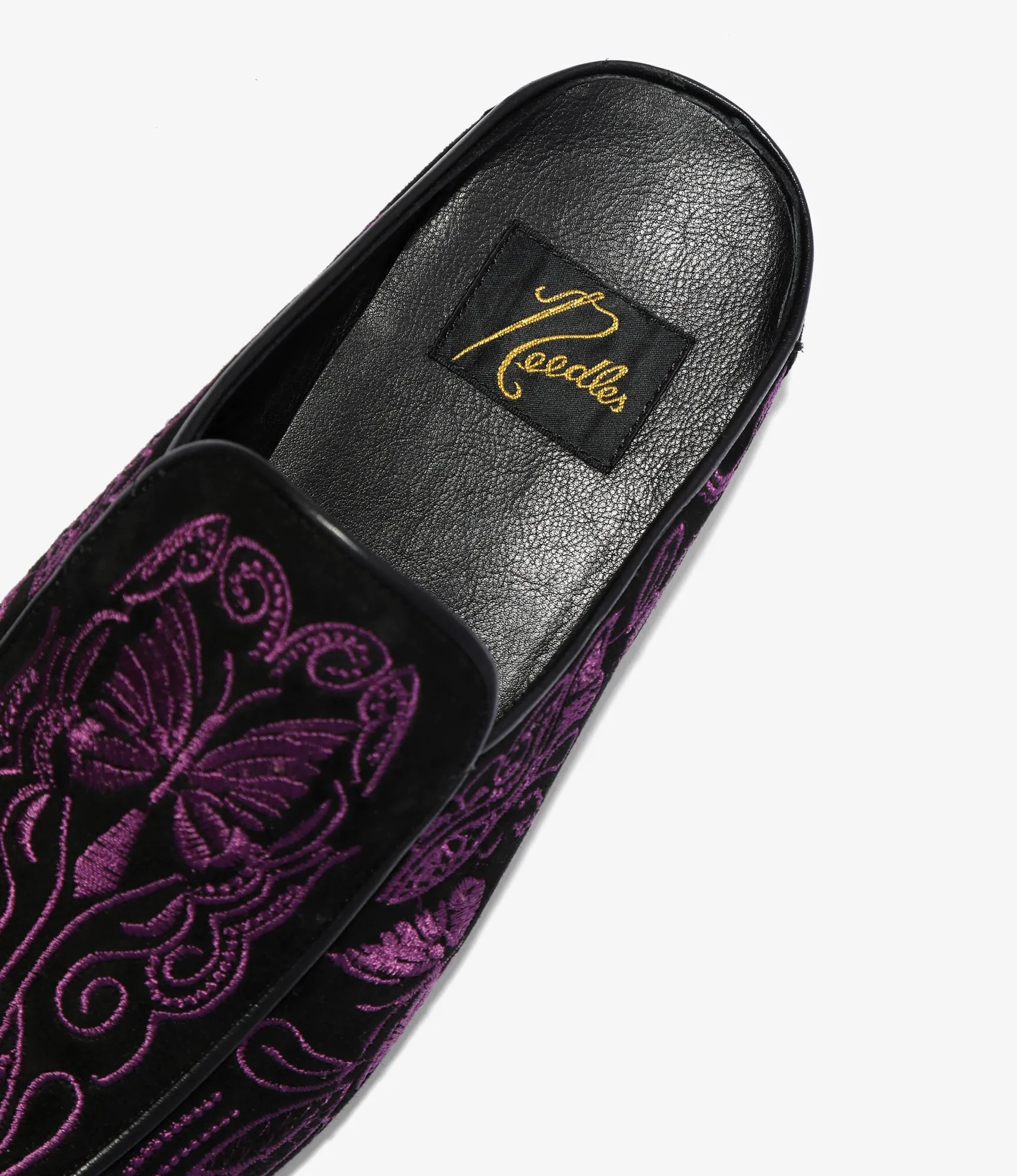 Suede Mule - Papillon Embroidery
