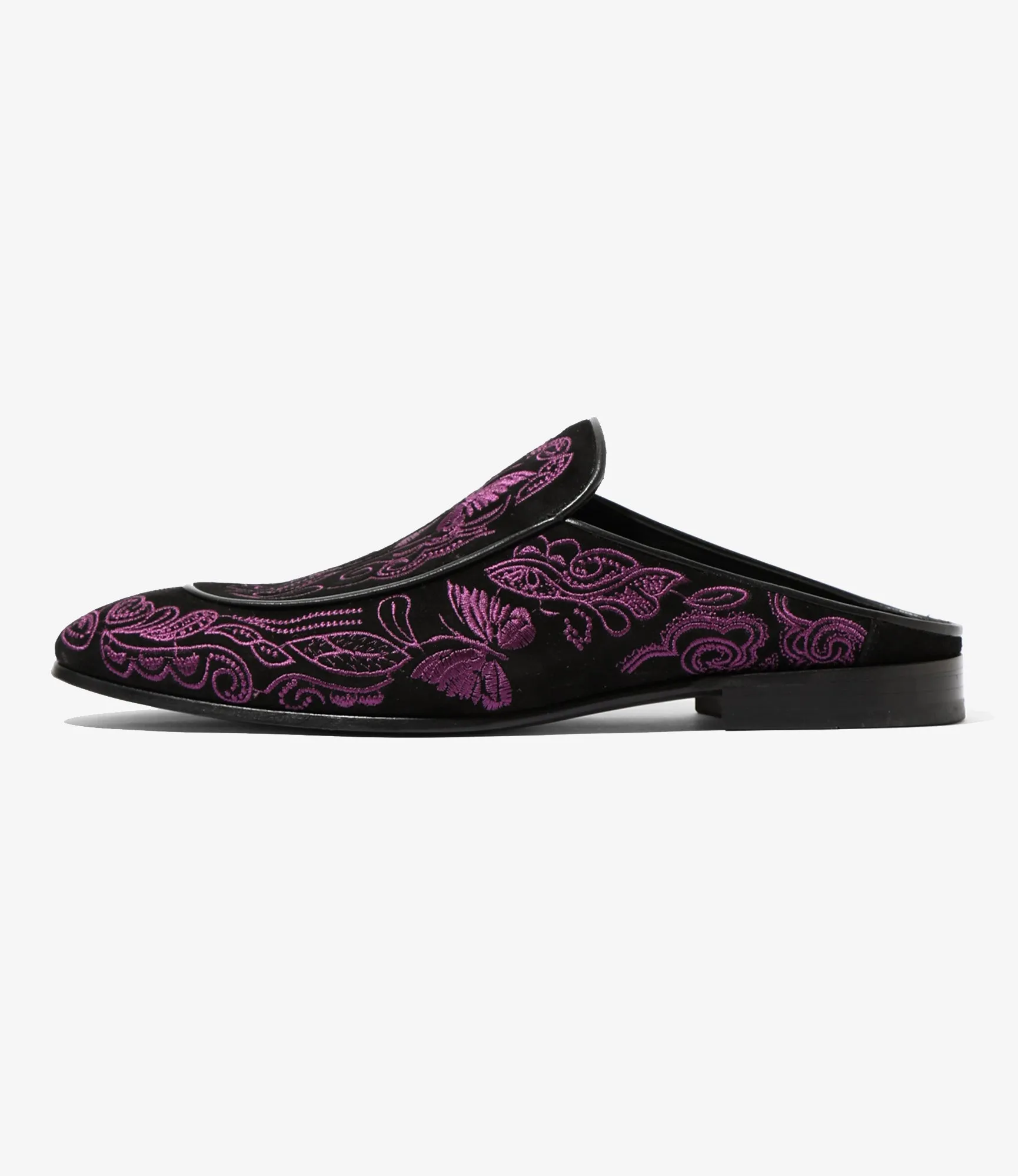 Suede Mule - Papillon Embroidery