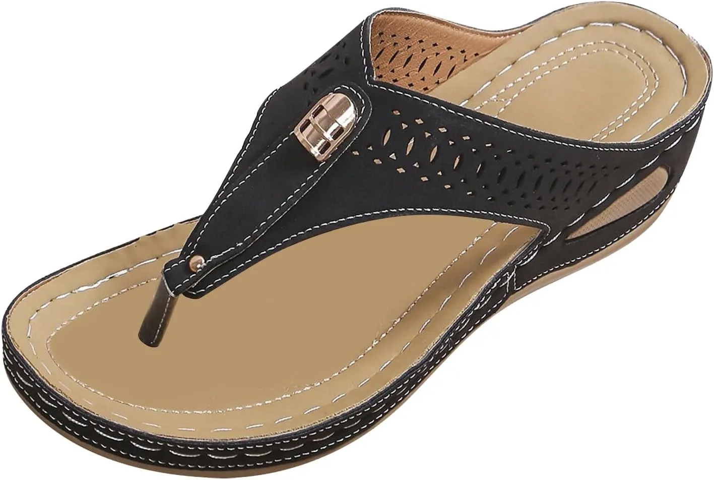 Summer Sandals for Women 2025 Dressy Orthopedic Flip Flops Comfortable Sandal with Arch Support Orthotic Wedge Walking Slippers Anti-Slip Breathable Beach Slides Shoes