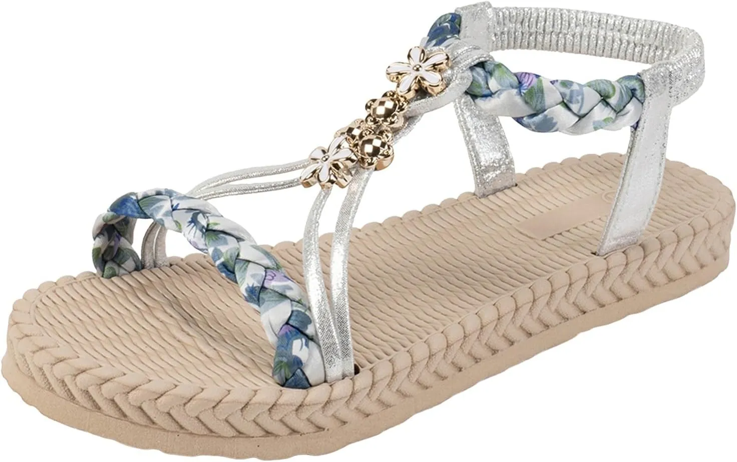 Summer Sandals for Women 2025 Trendy Womens Low Wedge Heels Sandal Platform Dressy Comfort Walking Non Slip Casual Beach Shoes Ankle Elastic Bohemian Woven Shoe