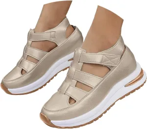 Summer Sandals for Women 2025 Women's Hollow Out Casual Sandal Comfortable Breathable Closed Toe Platform Shoe Height-Boosting Thick Sole Hiking Wear Shoes for All Day Wear