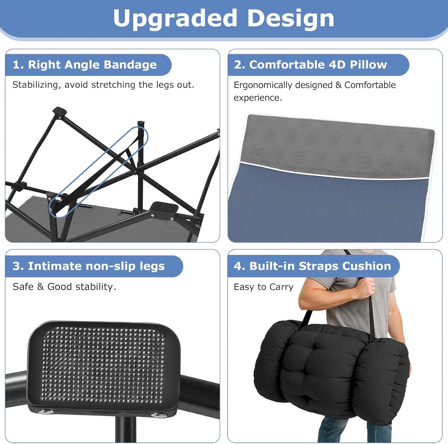 Suteck Camping Cot, 32In XXL Folding Camping Cot Sleeping Bed for Adults 1200D Double Layer Oxford Cots for Camping W/Pilllow Mattress Carry Bag for Home Office Travel