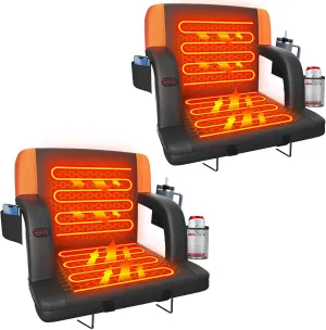 Suteck Dual-Sided Heated Stadium Seats for Bleachers with Back Support, Portable Heated Bleacher Seat with Backrest, 3 Heat Levels, 5 Pockets – Ideal for Outdoor Stadiums and Events