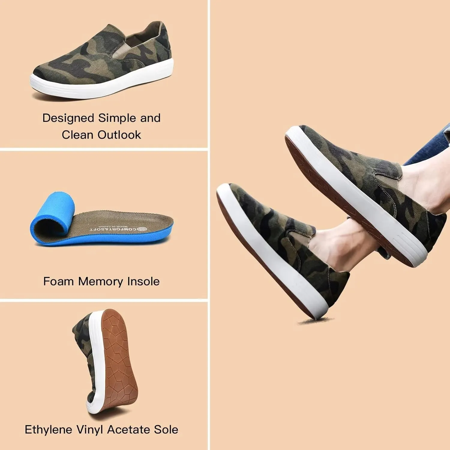TIOSEBON Men's Mesh Slip on Walking Shoes-Comfortable Drving Loafer Fashion Sneaker