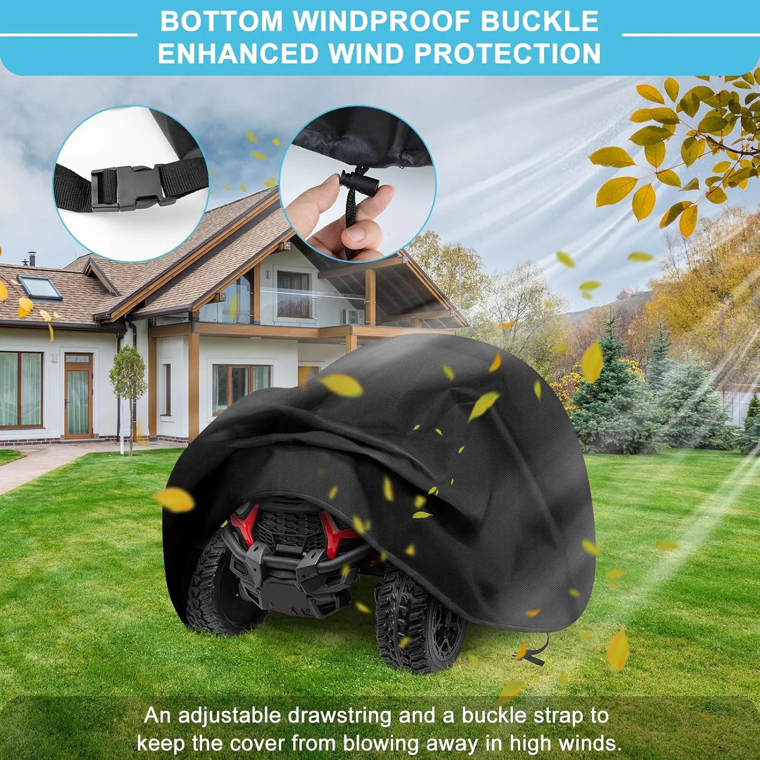 tonhui Large Kids Ride-On Truck Toy Car Cover, 420D Heavy Duty Waterproof Cover for Power Wheels, Outdoor Protective Cover All Weather - Universal Fit