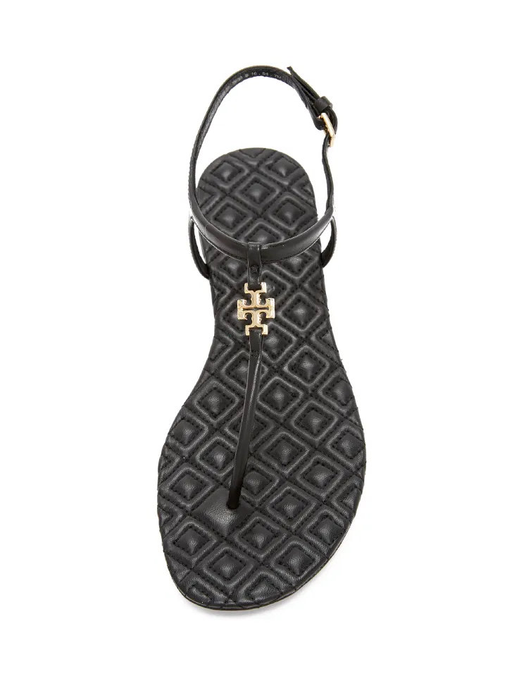 Tory Burch 43081 Marion Quilted Sandal Veg Leather Black